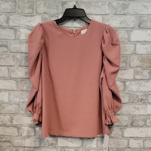 Rachel Parcell Mauve Puff Sleeve Top Medium NWT - Picture 1 of 5